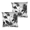 17 x 17 Inch Decorative Square Cotton Accent Throw Pillows, Classic Floral Print, Set of 2, Black and White