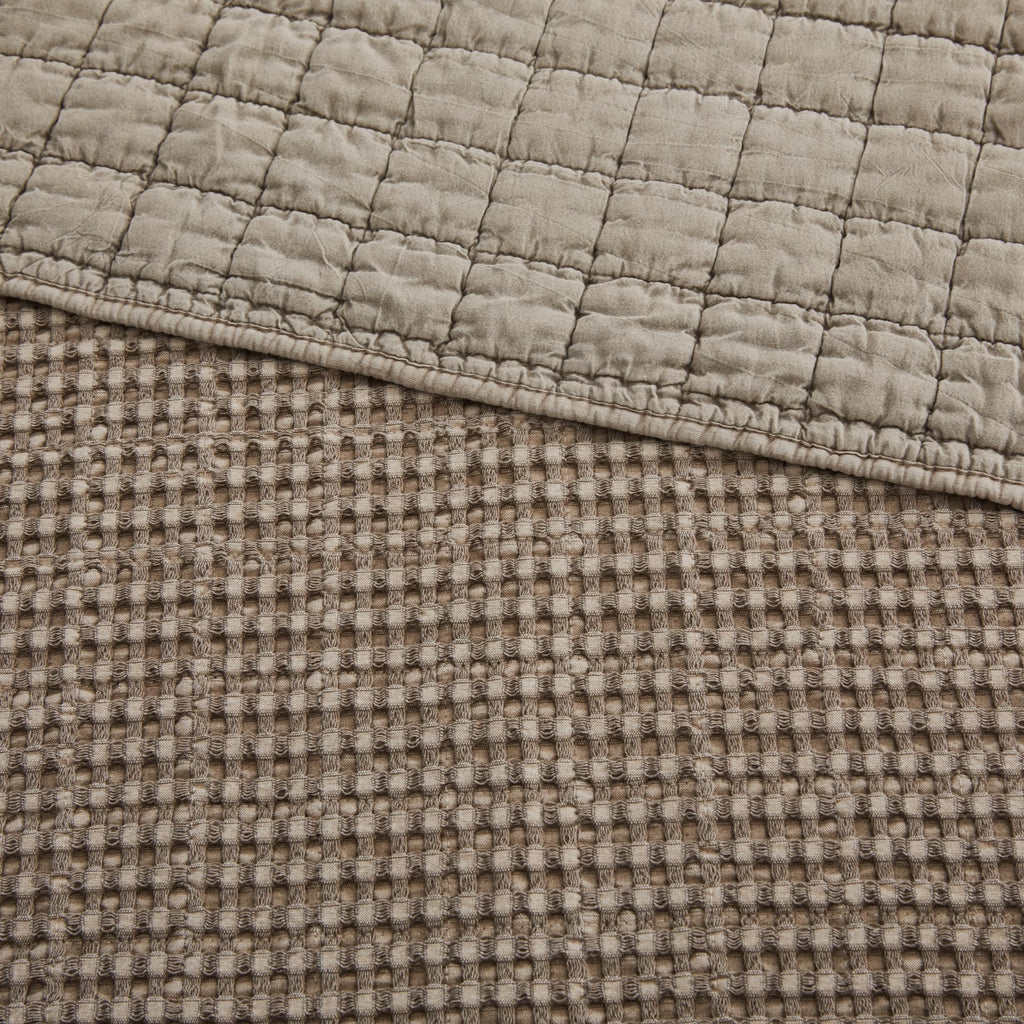 Levtex Home - Mills Waffle - Queen Quilted Bedspread Set - Cocoa Cotton Waffle - Bedspread Size (102 X 118In.), Sham Size (26 X