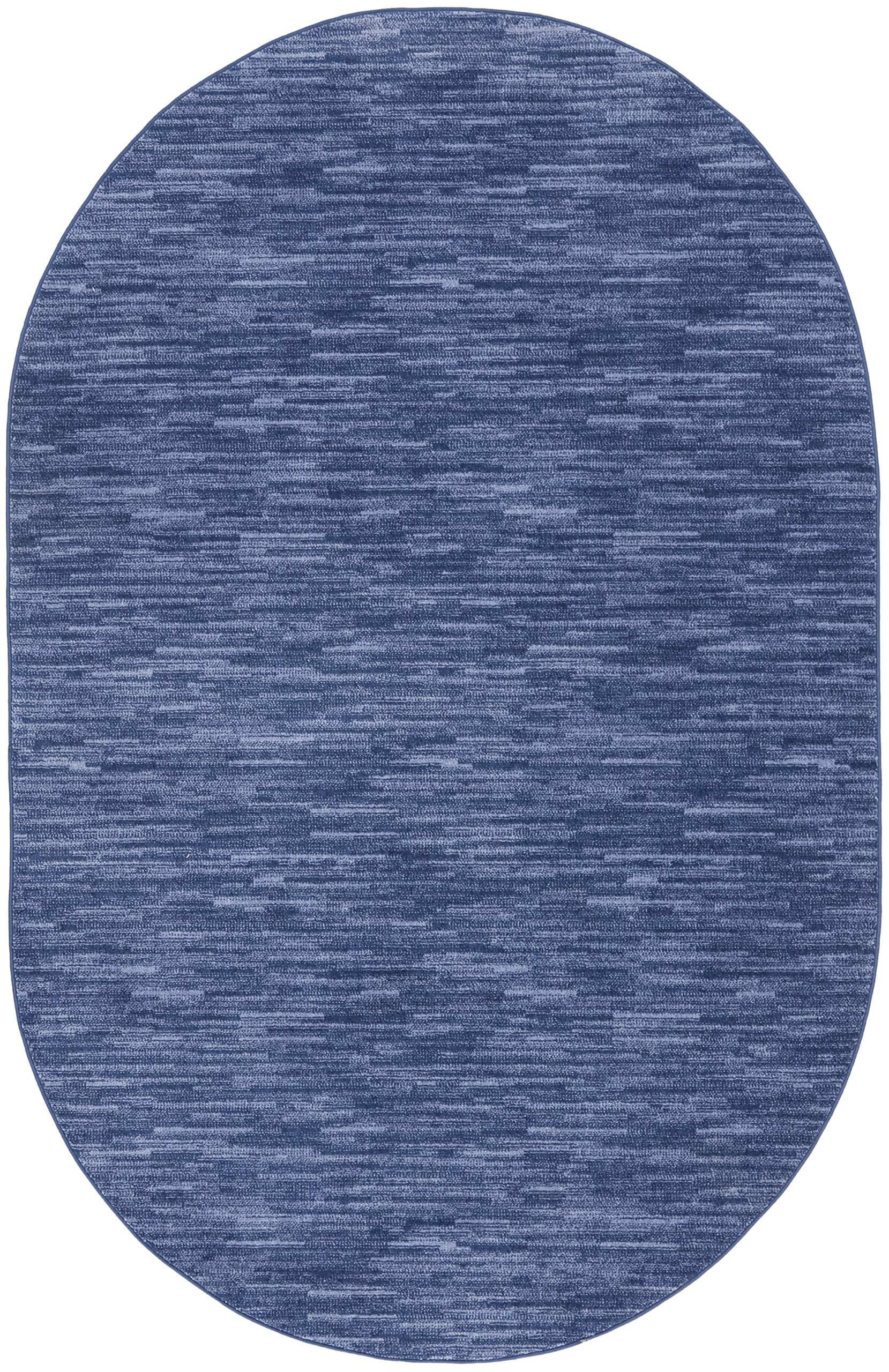 Nourison Essentials Indoor/Outdoor Navy Blue 6' X 9'Oval Area Rug, Easy Cleaning, Non Shedding, Bed Room, Living Room, Dining Room, Backyard, Deck, Patio (6X9 Oval)