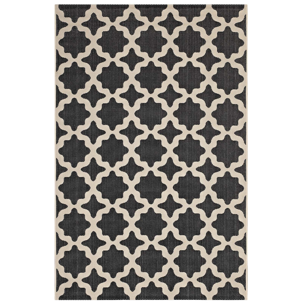 Modway Cerelia Moroccan Trellis 8X10 Indoor And Outdoor In Black And Beige