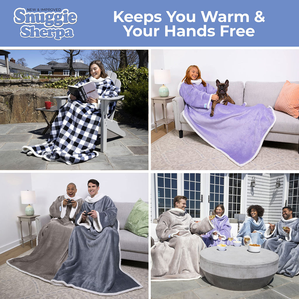 Snuggie Sherpa - The Original As Seen On Tv Wearable Blanket That Has Sleeves - Cozy, Warm And Soft Oversized Functional Blanket