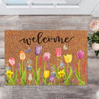 Ceenna Spring Welcome Doormat Indoor Spring Door Mat Coir Flowers Butterfly Mat Non Slip Front Porch Rugs For Home Entrance Deco