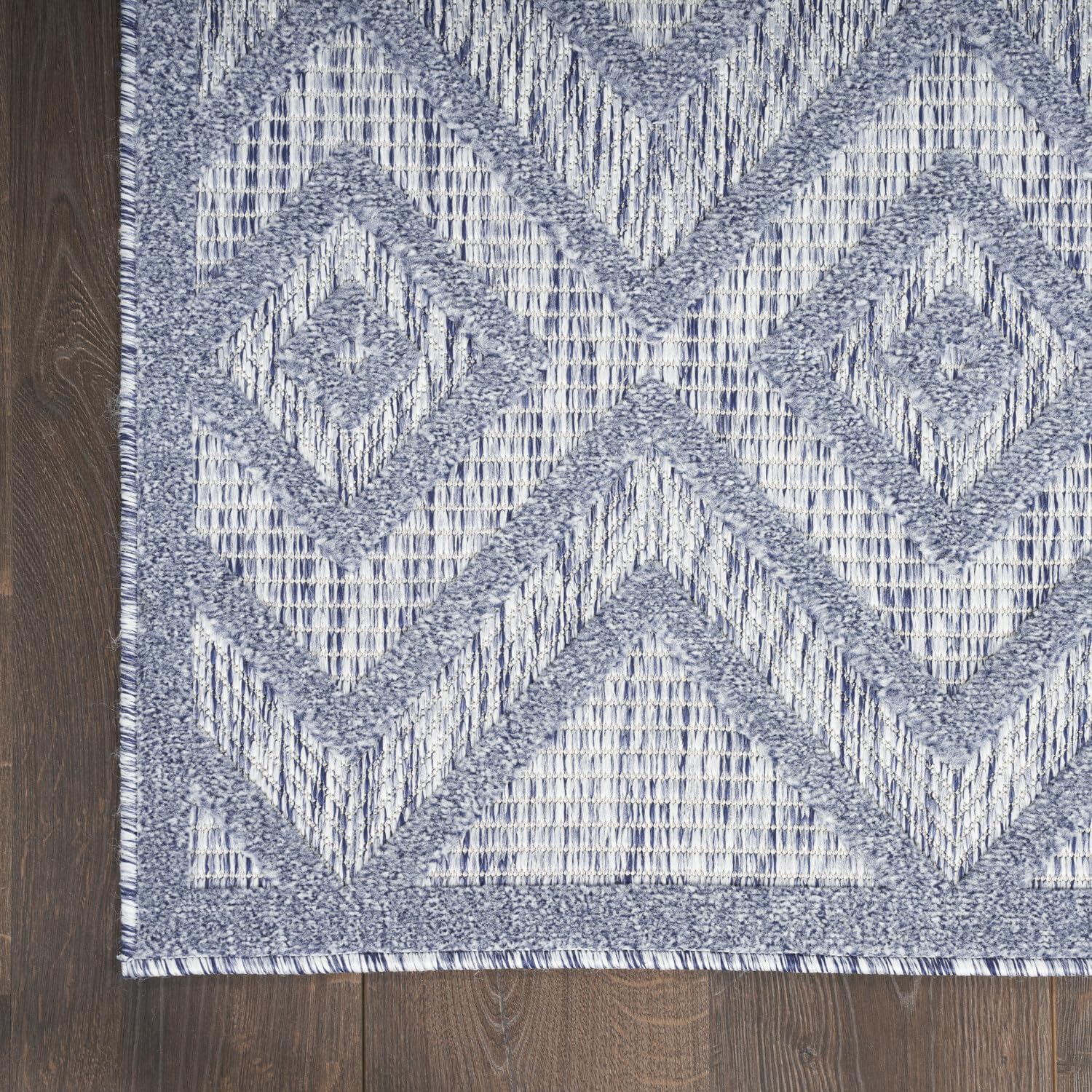 Nourison Versatile Indoor/Outdoor Denim Blue 7' X 10' Area Rug, Easy Cleaning, Non Shedding, Bed Room, Living Room, Dining Room, Deck, Backyard, Patio, High Traffic Area (7X10)