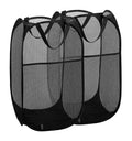 Buenod 2 Packs Mesh Pop up Laundry Hamper (Black) with Portable Handles, Collapsible for Storage, Foldable Pop-Up Laundry Bags f
