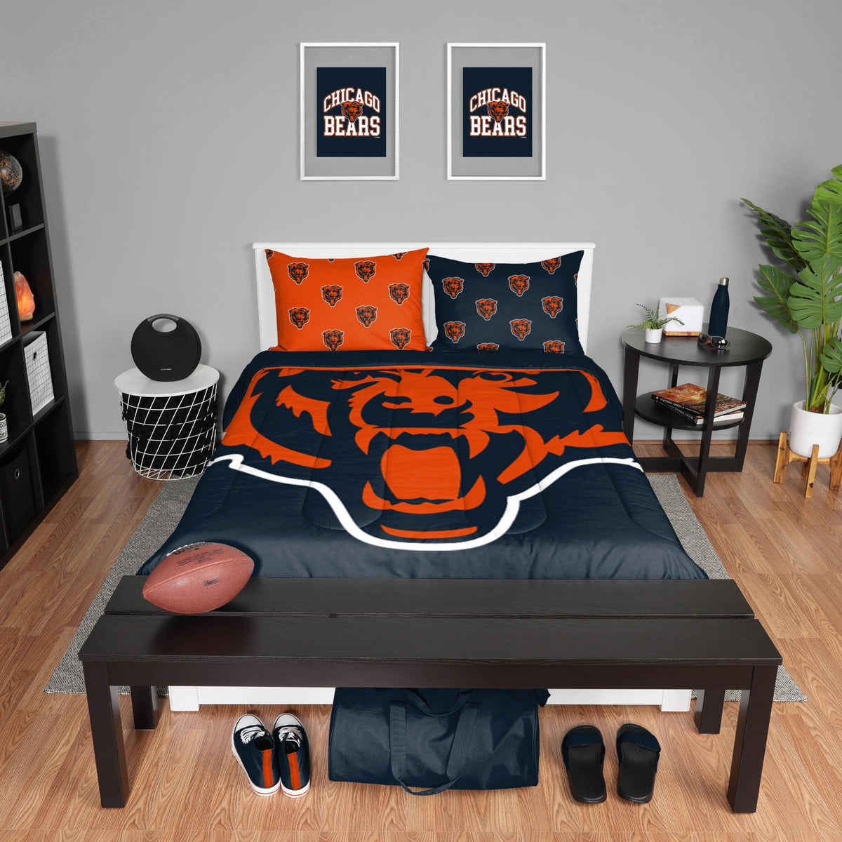 Foco Chicago Bears Nfl Team Color Bed In A Bag Comforter Bedding 3 Piece Full Set