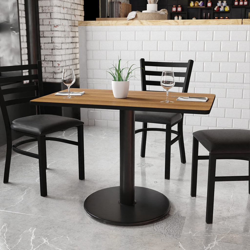 Flash Furniture 24'' X 42'' Rectangular Walnut Laminate Table Top With 24'' Round Table Height Base