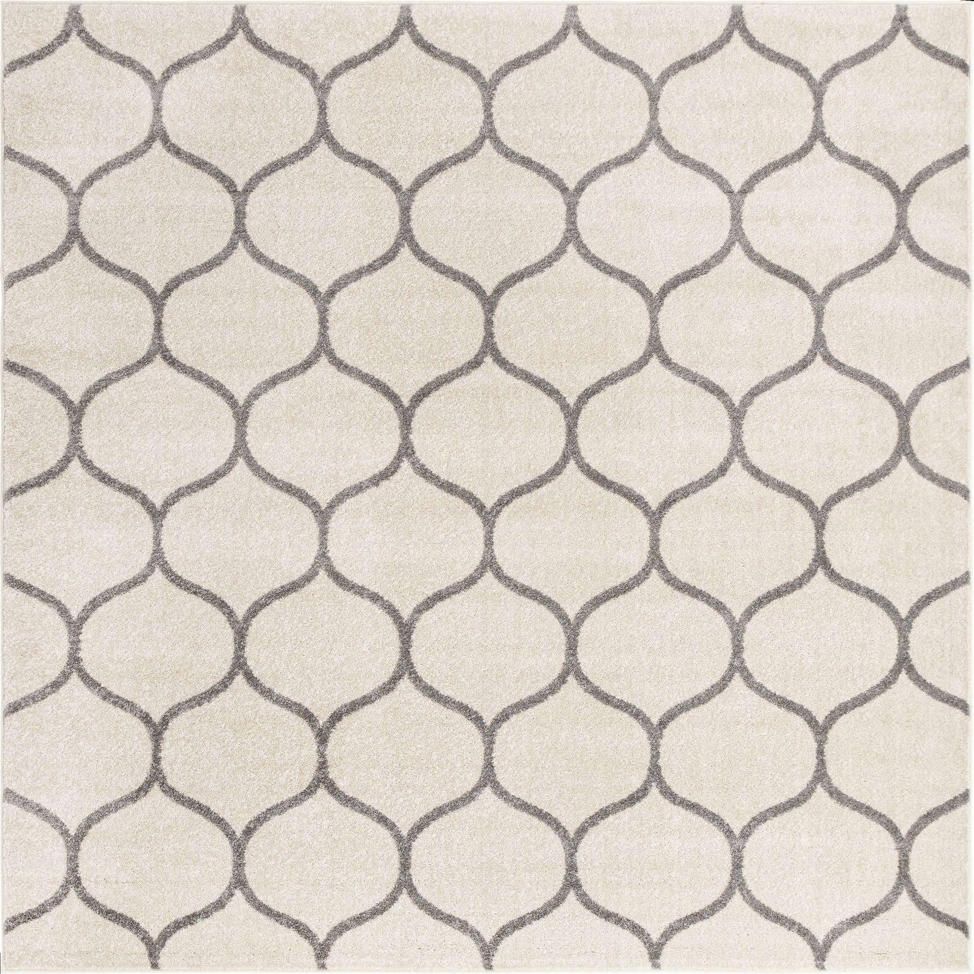 Unique Loom Trellis Frieze Collection Area Rug - Rounded (7' 10'' Square, Ivory/ Gray)