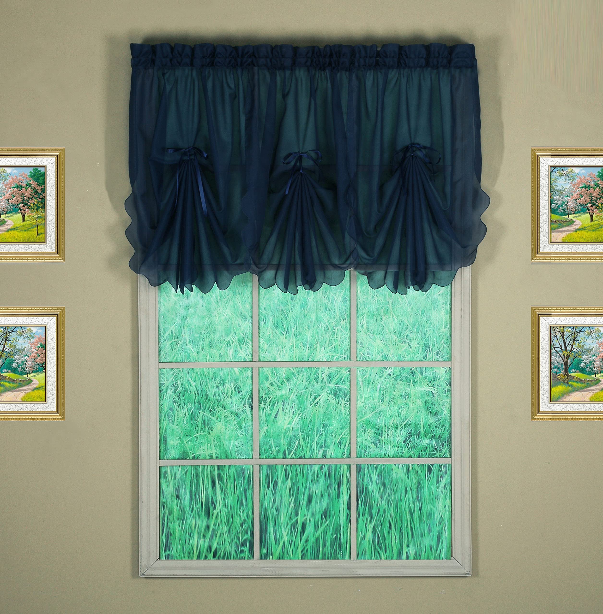 Today'S Curtain Emelia Original Voile Fan Insert, Navy, 30' W X 40' L