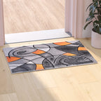 Flash Furniture Jubilee Collection Abstract Area Rug - High Pile Orange Olefin Rug - 2' X 3' Area Rug - Jute Backing - Hallway, Entryway, Bedroom, Living Room