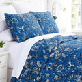 Southshore Fine Living, Inc. 3-Piece Bedding Set, Full/Queen, Blooming Blossom Blue, Quilt Set With 2 Shams, Microfiber, Dreamy