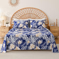 Yibeizi Blue Floral Sheets King Cute Daisy Flower Pattern Bed Sheet Set Botanical Bedding Sheets & Pillowcases Soft Microfiber 1