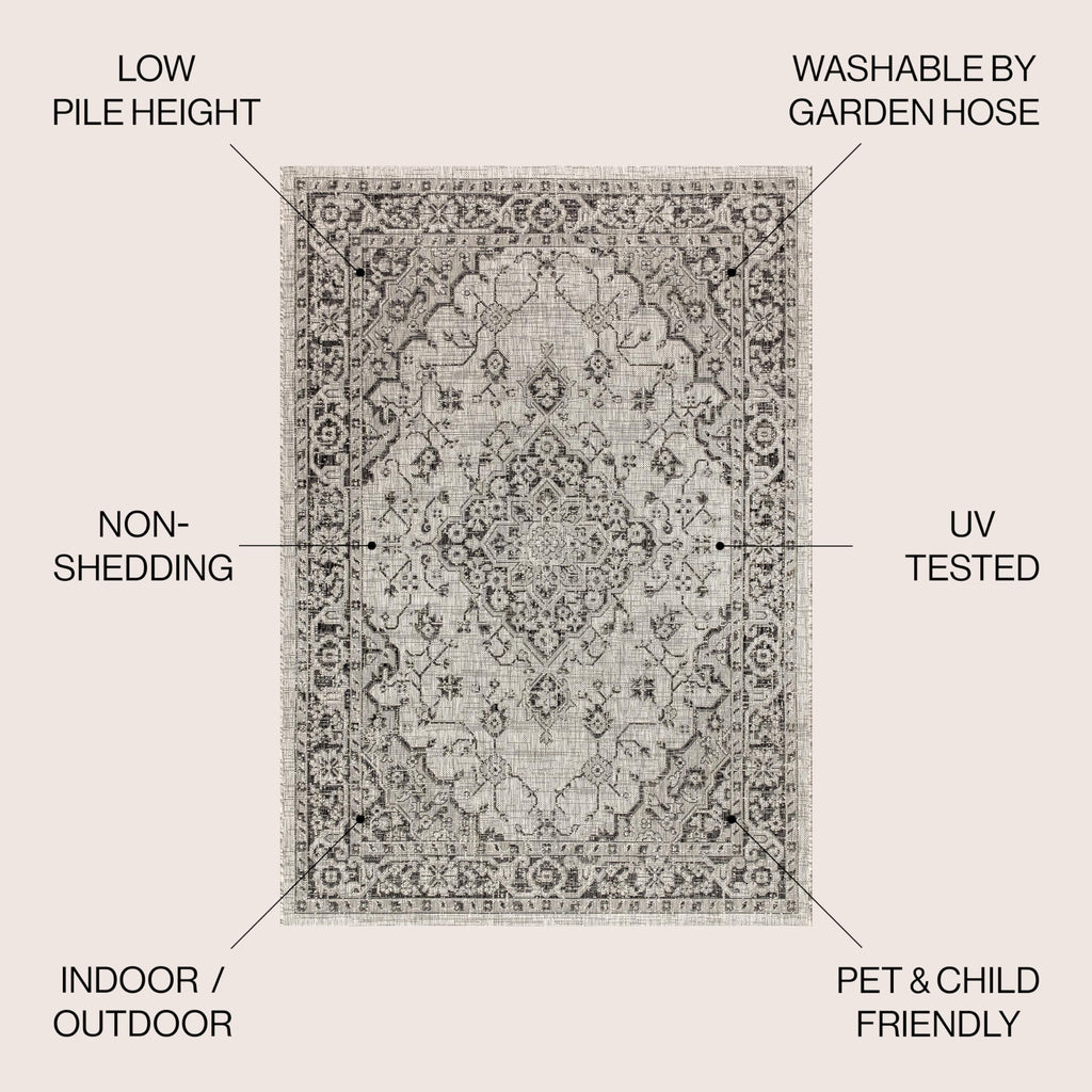 Jonathan Y Smb102D-5R Rozetta Boho Medallion Textured Weave Indoor Outdoor -Area Rug Coastal Bohemian Rustic Glam Easy-Cleaning