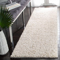 SAFAVIEH August Shag Collection Area Rug - 23 x 20 Runner, Ivory, Geometric Design, Ideal for High Traffic Areas in Living Roo
