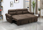 Lilola Home Hugo 96" W Brown Reversible Sleeper Sectional Sofa Chaise with USB Charger