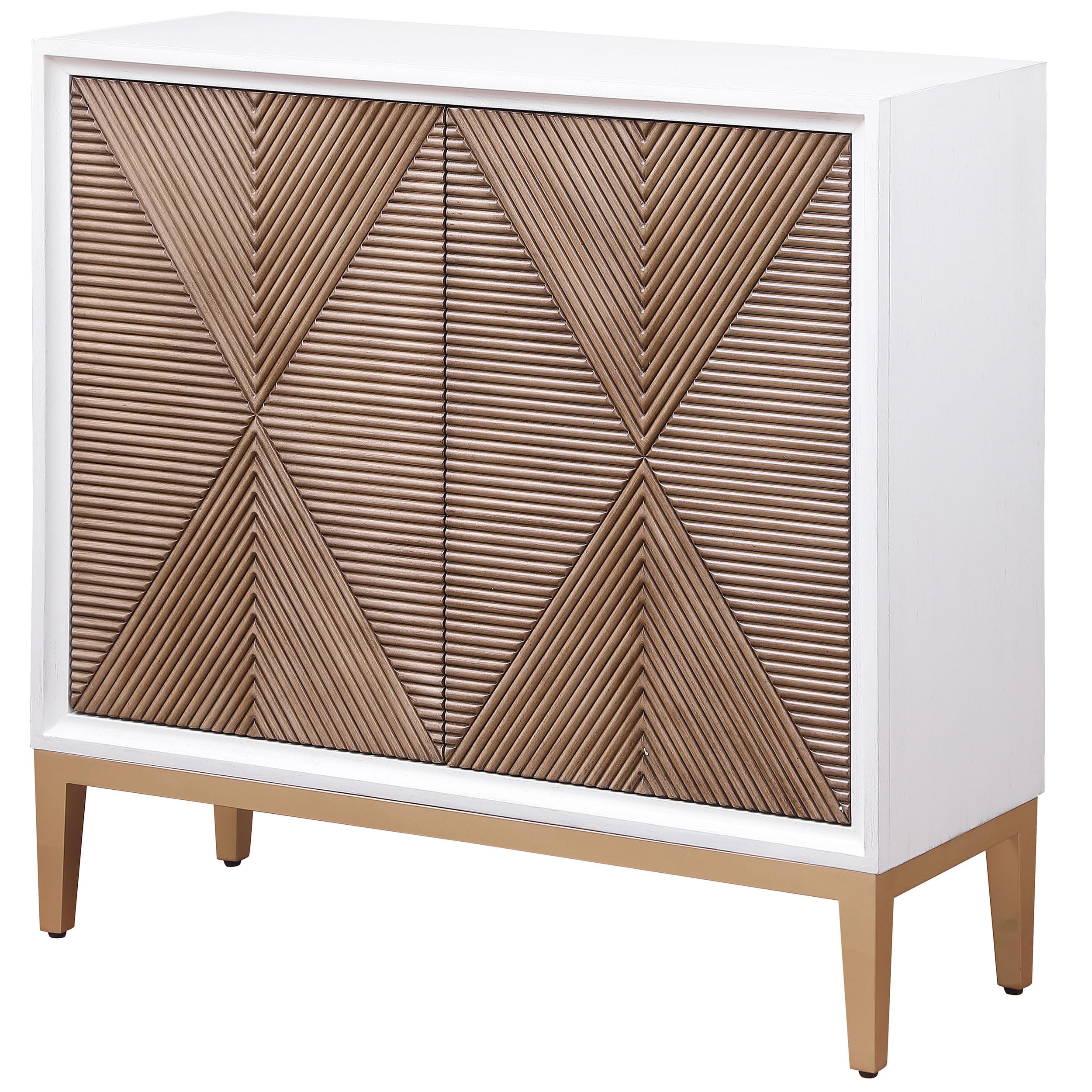 Coaster Home Furnishings Gretchen 2-Door Wood Fluted Parquet Cabinet White and Brown