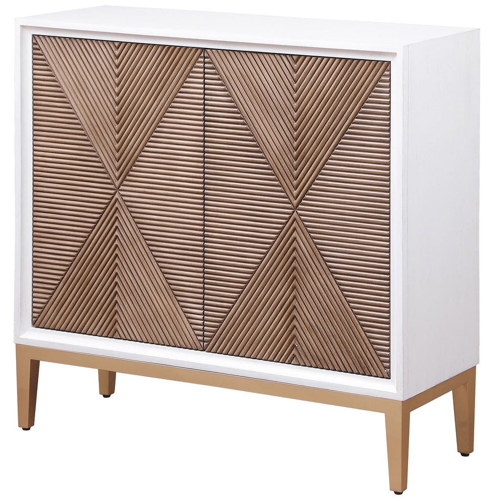 Coaster Home Furnishings Gretchen 2-Door Wood Fluted Parquet Cabinet White and Brown