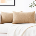 Mixhug Decorative Boucle Throw Pillow Covers, Camel, 12 X 20 Inches, Pack Of 2 - Textured Boho Pillow Covers For Couch And Bed