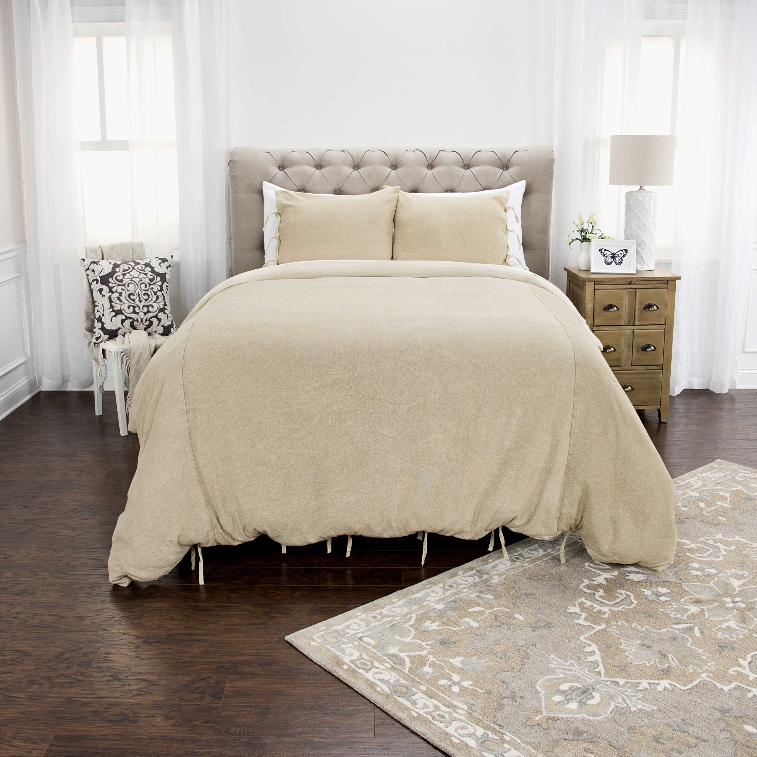 Rizzy Home Doh Cottonwood Natural Duvet Set, King