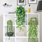 Der Rose 4 Pack Fake Plants Hanging With Pots Artificial Ivy Vine Faux Eucalyptus Hanging Plants, Boston Fern, String Of Pearls