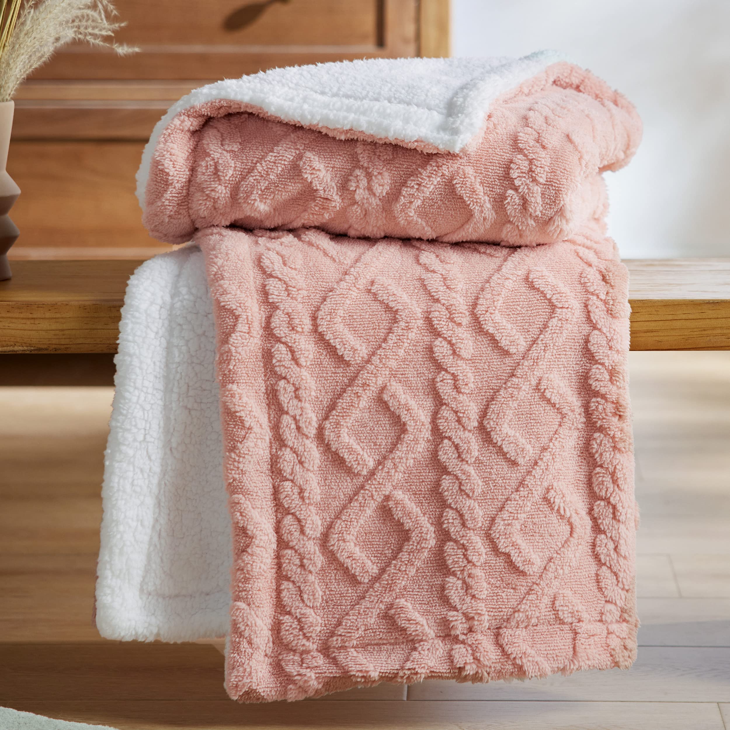 Bedsure Sherpa Blanket Twin Size For Couch - Twin Blanket Fuzzy Soft Cozy Throw For Women, Fleece Thick Warm Pink Blanket For Wi