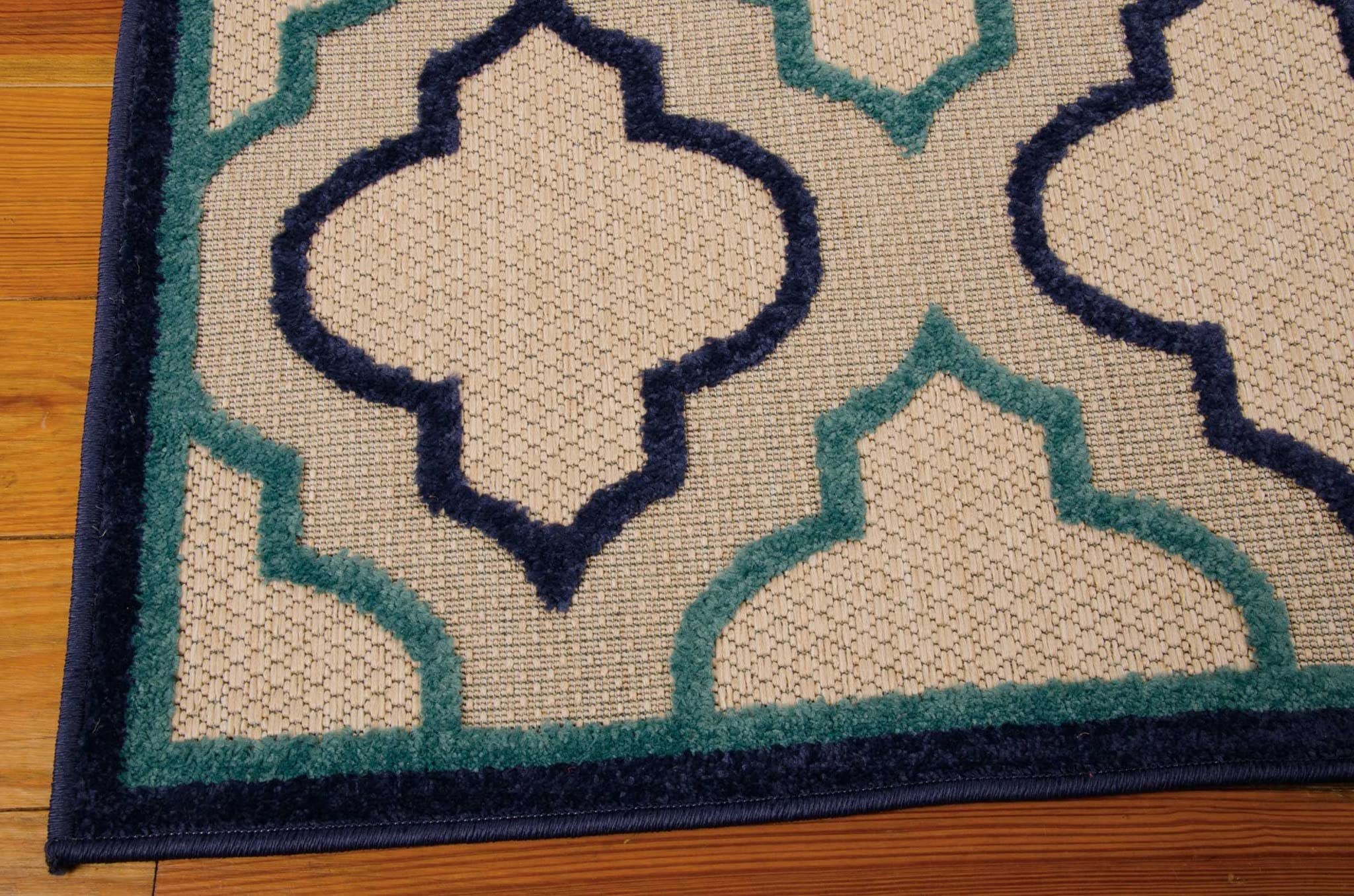 HomeRoots 100% Polypropylene 4â?? x 6â?? Navy Blue Trellis Indoor Outdoor Area Rug