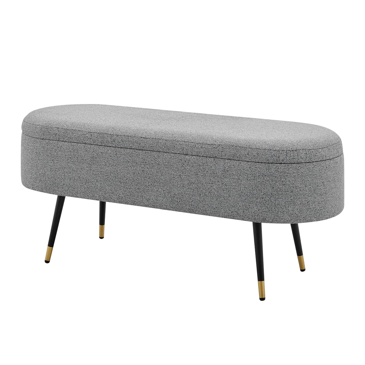 Npd Furniture And More Phoebe Kd Fabric Storage W/Gold Tip Metal Legs Bench, Gray