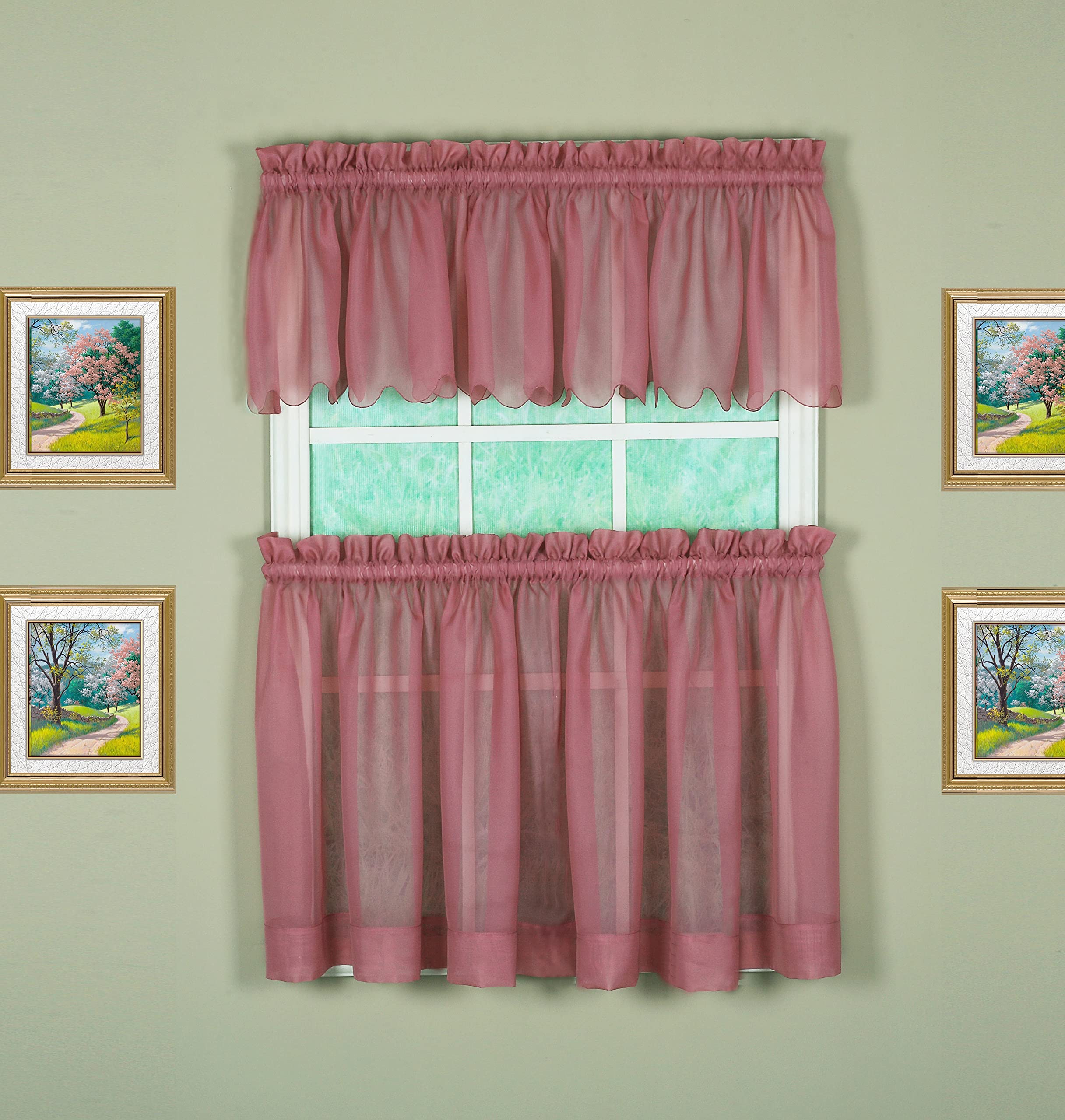 Today'S Curtain Emelia Original Voile Tier Pair 30', Mauve, 60' W X 30' L