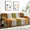 Boho Throw Blanket, Bohemian Tassels Throw Blankets For Bed Couch Soft Chair, Chenille Fringe Tassels (New Green, Large 86 * 102