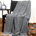 Rajrang Grey Woven Country Rustic Throw Blanket 100% Cotton Luxury Quality Sofa Couch Bed Throws Perfect For Indoor Outdoor 50X6
