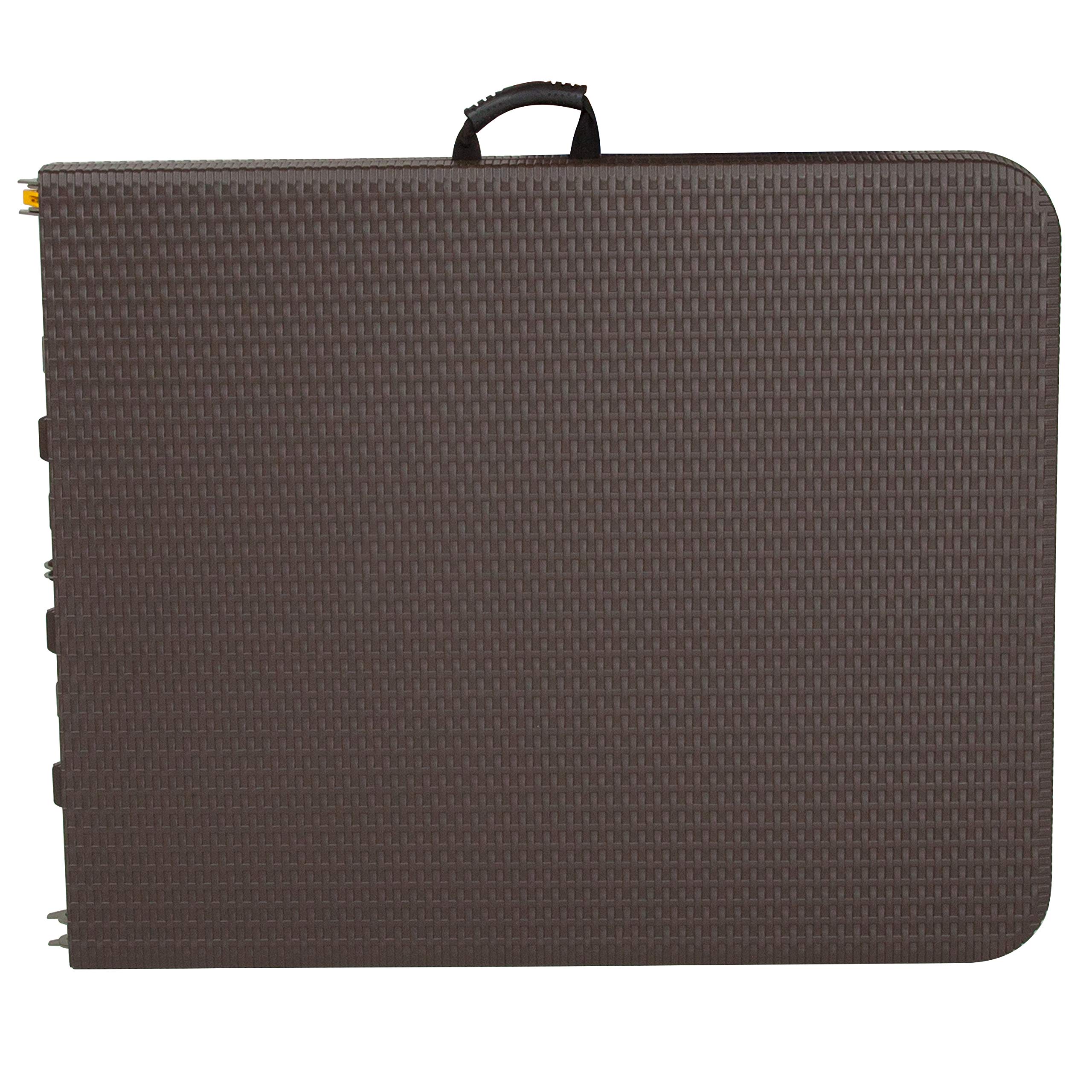 Flash Furniture Park 6-Foot Bi-Fold Brown Rattan Plastic Folding Table