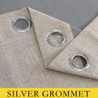 Nicetown Oatmeal Bedroom Full Blackout Linen Curtain Panels Set Of 2, 52' By 72', Thick Insulated Classic Grommet Blackout Draperies With White Thermal Insulated Liner For Windows