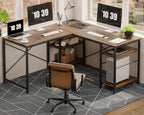Bestier L Shaped Desk, 95.2 Inch Reversible Corner Computer Desk With Shelves, 2 Person Long Table For Home Office, Large Writing Storage Workstation With 3 Cable Holes, Rustic Brown