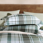 Maireve Full Size Comforter Set Olive Green, Plaid Design Comforter Set 7 Pieces, All Season Comfortable Bedding Sets Full, Ligh