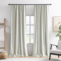 RAIN CITY Linen Blend Blackout Curtains 108 Inch Long 2 Panels Set,Back Tab Track System Curtains for Living Room Floor to Ceiling Length 9 FT Extra Long Light Blocking Pleated Window Drapes,Natural