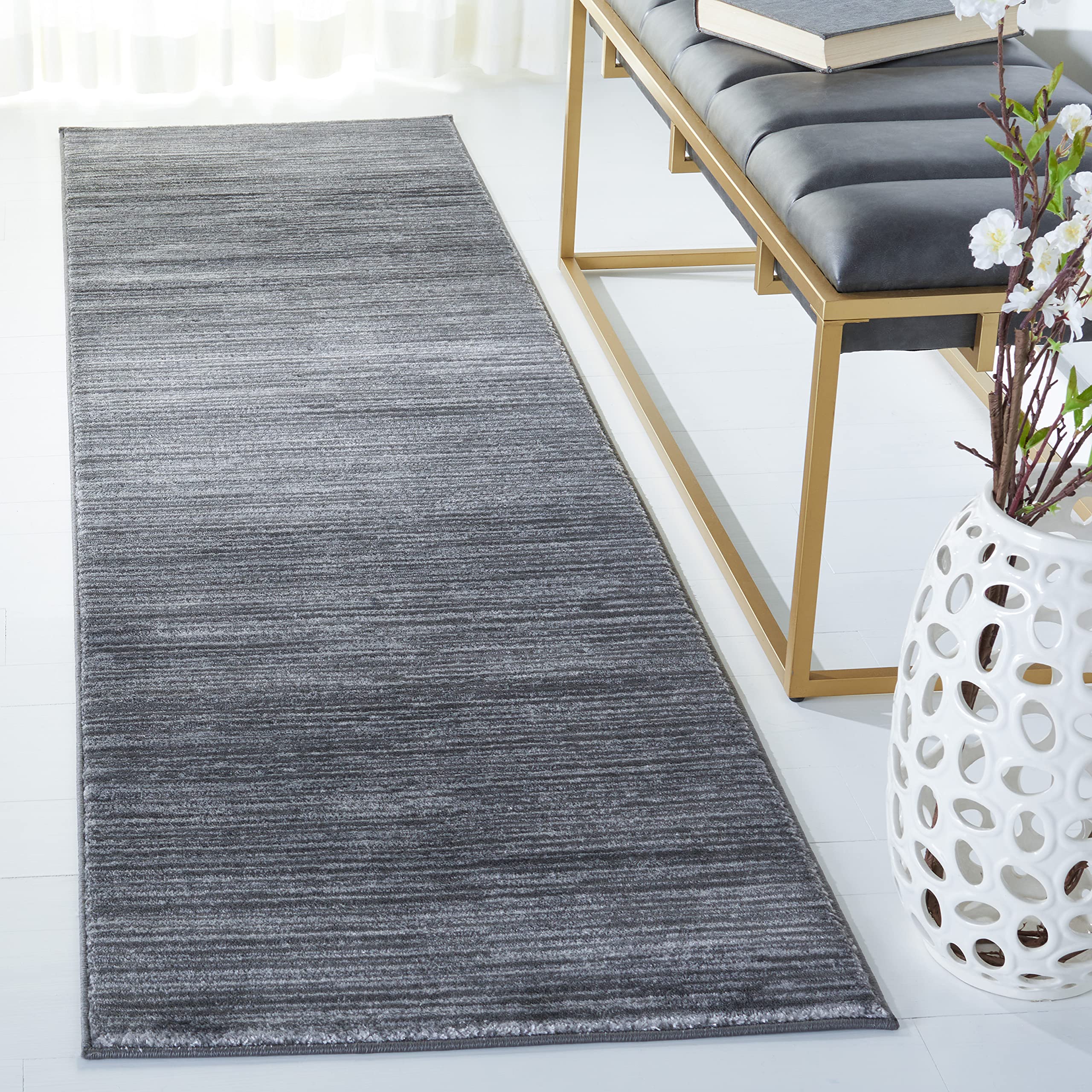 SAFAVIEH Vision Collection Runner Rug - 22 x 22, Grey, Modern Ombre Tonal Chic Design, Non-Shedding & Easy Care, Ideal for Hig