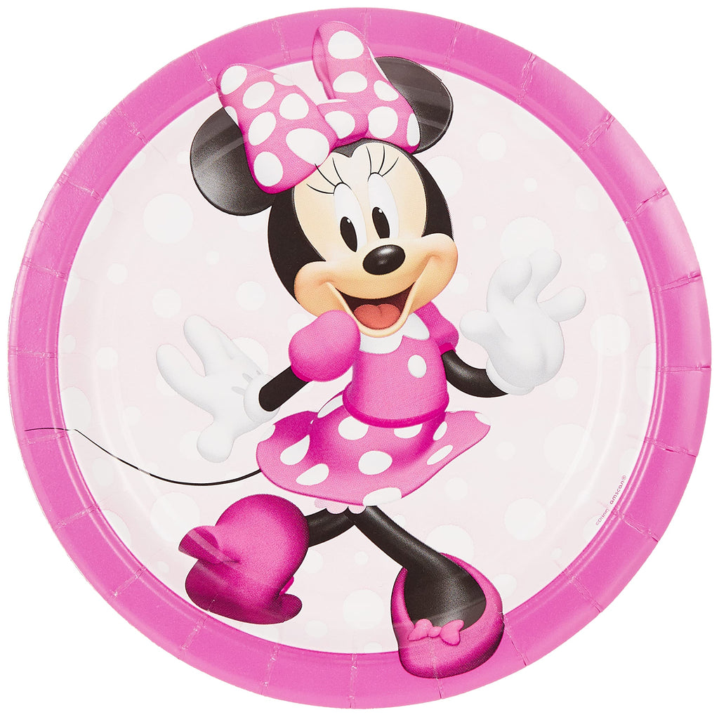 Amscan Minnie Mouse Round Dessert Paper Plates - 7'' | Multicolor | Pack Of 8