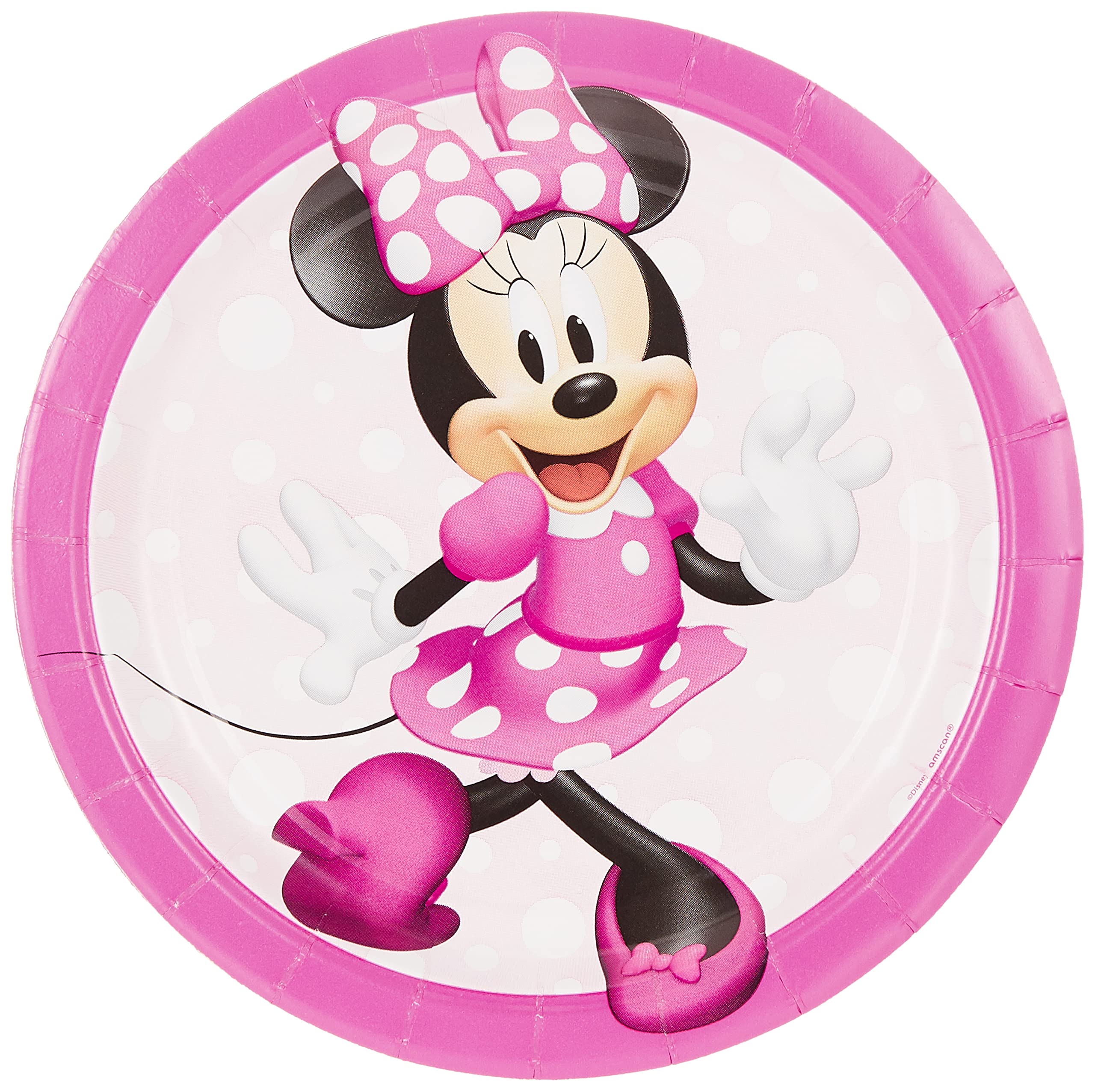 Amscan Minnie Mouse Round Dessert Paper Plates - 7'' | Multicolor | Pack Of 8