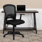 Flash Furniture Manny Mid-Back Designer Black Mesh Swivel Task Office Chair with Arms