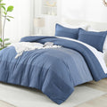 Litanika Comforter Set Queen Size Sapphire Blue - 3 Pieces Lightweight Sapphire Blue White Colorblock Stripe Fluffy Bedding Comf