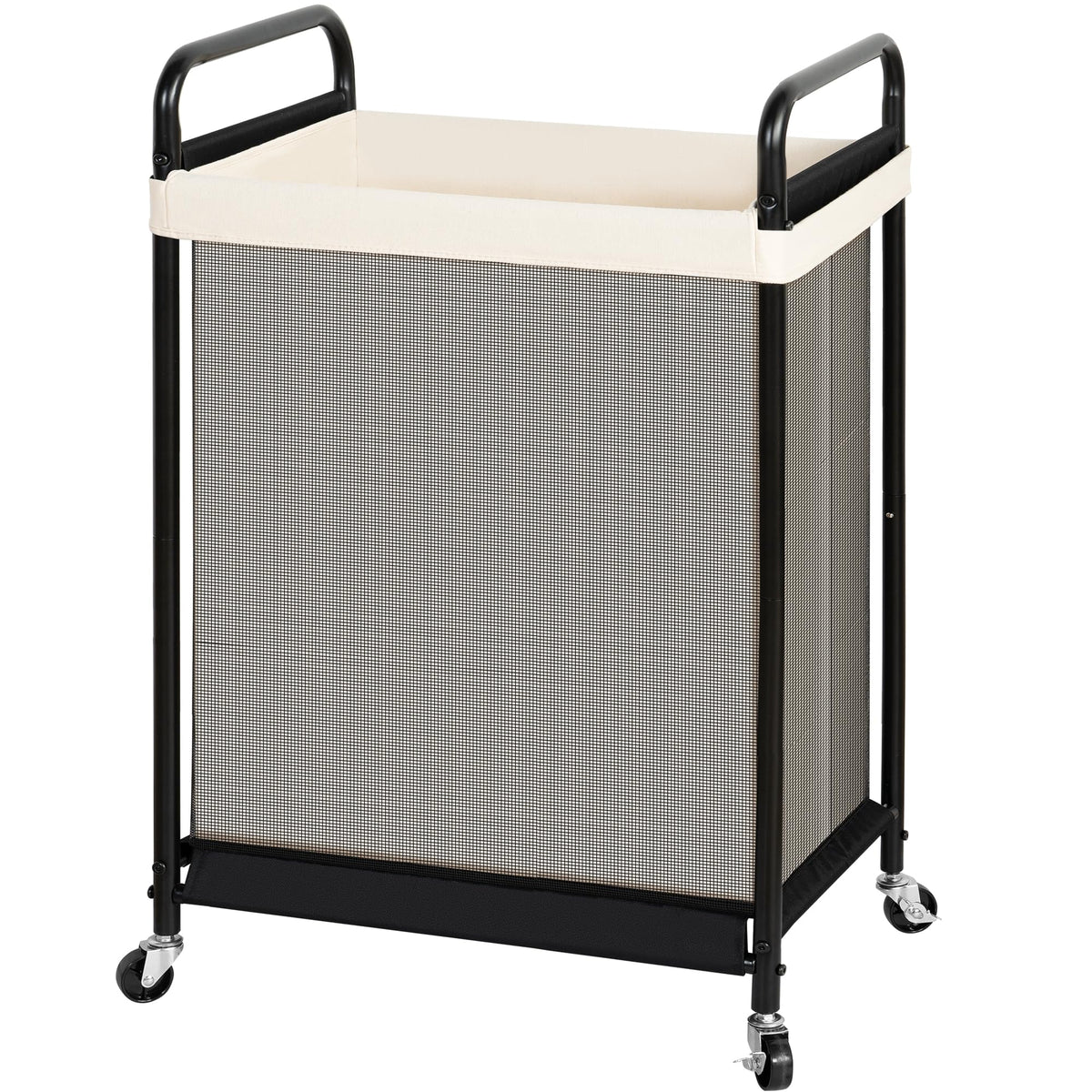 STO STO 120L Large Laundry Hamper with Lockable Wheels, Rolling Clothes Basket Cart with Removable Canvas Liner Bag, Durable Met