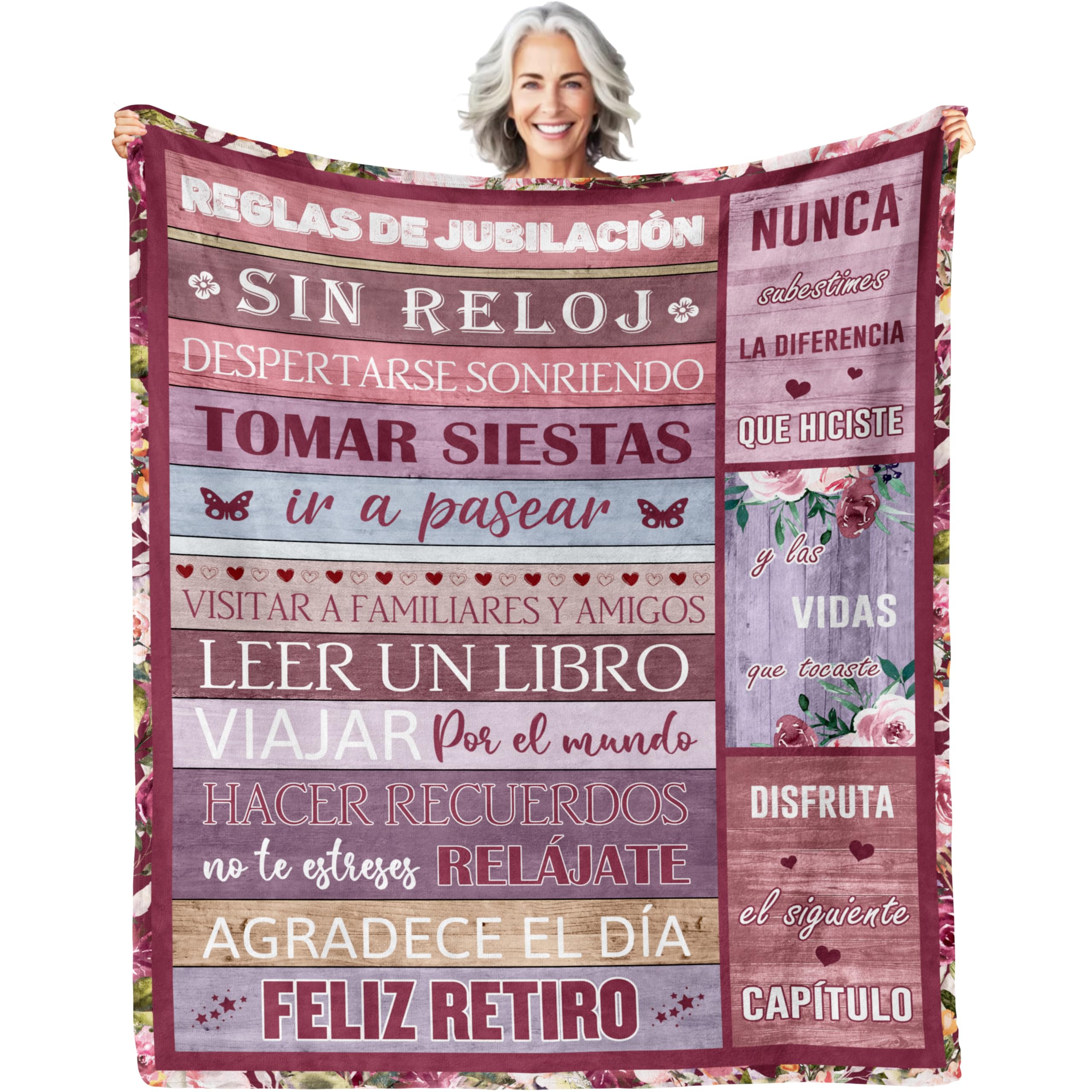 Qojuyo Retirement Gifts For Women In Spanish, Regalos De Jubilaci  N Para Mujeres, Retired Gifts Blankets 50'X60', Mantas De R