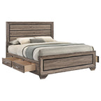 Coaster Home Furnishings Kauffman Transitional Wood Queen Size Storage Panel Bed Frame Platform Bed 54-inch Headboard Washed Taupe 204190Q