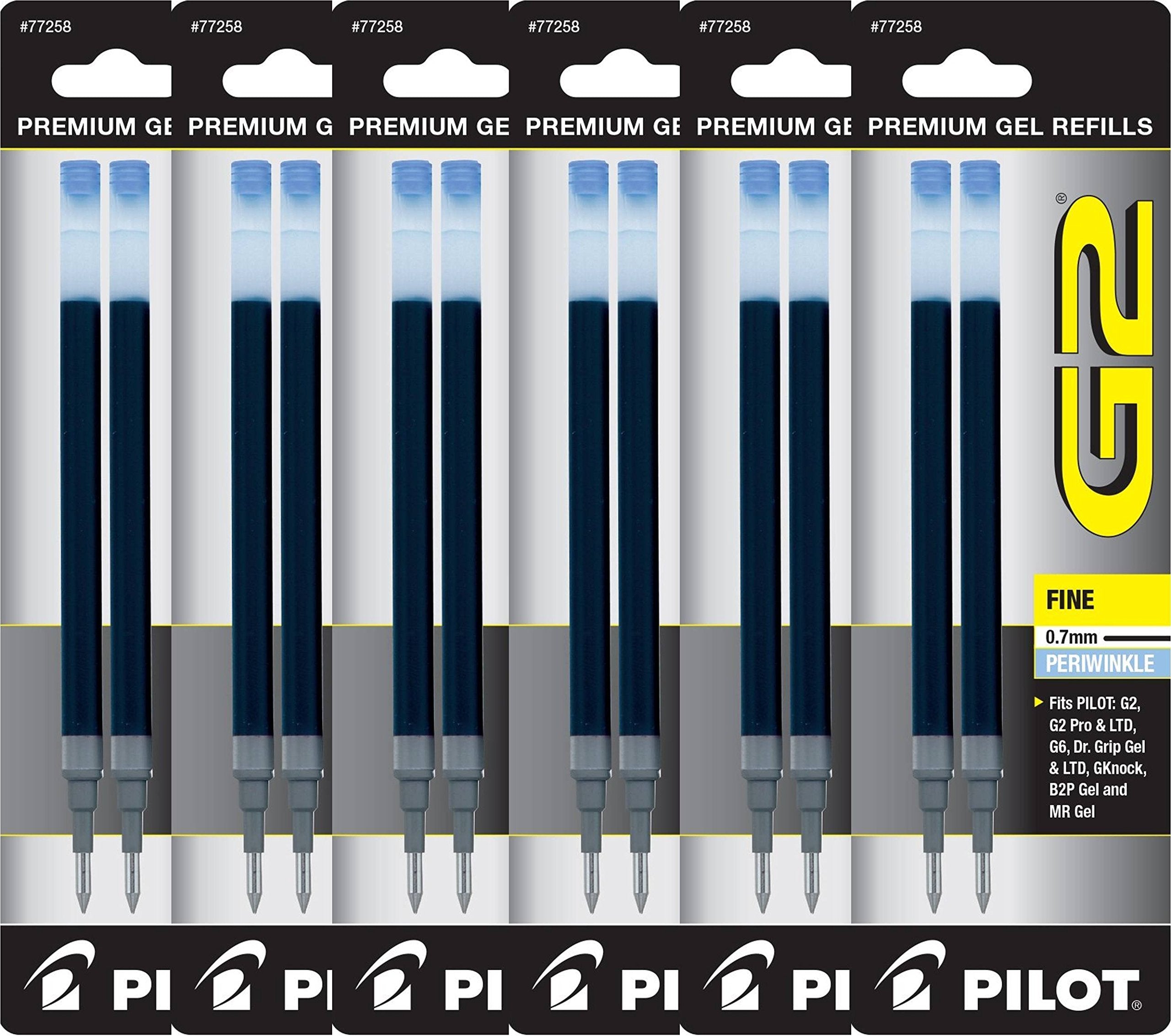 Value Pack Of 6 - Pilot G2 Gel Ink Refills For Rolling Ball Pen, Fine Point, Periwinkle (77258)