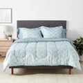 Amazon Basics Full/Queen Comforter Set with Sheets, 5-Piece Gray Leaf Bedding, Lightweight Microfiber Bed-in-a-Bag