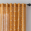 MYSKY HOME Golden Yellow Boho Floral Curtains 84 inch Length 2 Panels Set Farmhouse Linen Blend Semi Sheer Vintage Bohemian Drap