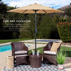 Best Choice Products 7.5Ft Heavy-Duty Round Outdoor Market Table Patio Umbrella W/Steel Pole, Push Button Tilt, Easy Crank Lift - Sand