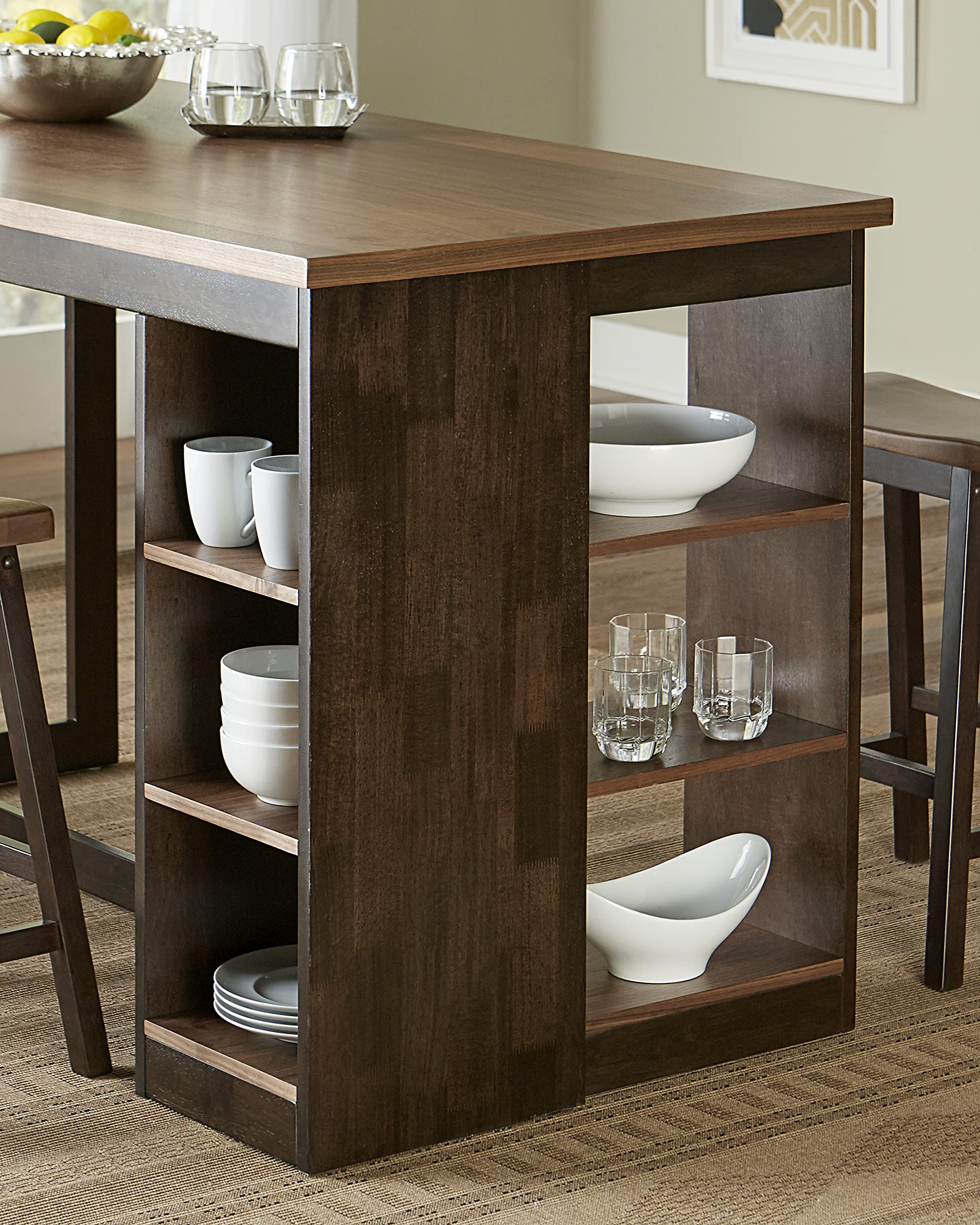 Progressive Furniture Counter Storage Table, Walnut/Chocolate