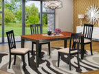 East West Furniture NIAN5-BCH-C 5 Piece Dining Room Furniture Set Includes a Rectangle Kitchen Table with Butterfly Leaf and 4 Linen Fabric Upholstered Chairs, 36x66 Inch, Black & Cherry