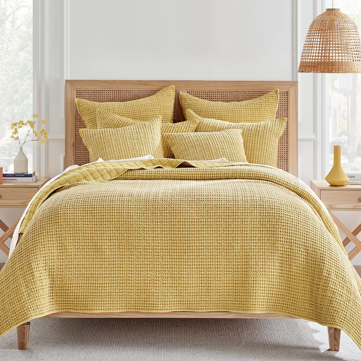 Levtex Home - Mills Waffle - King Quilt Set - Ochre Cotton Waffle - Quilt Size (106 X 92In), Sham Size (36 X 20In)
