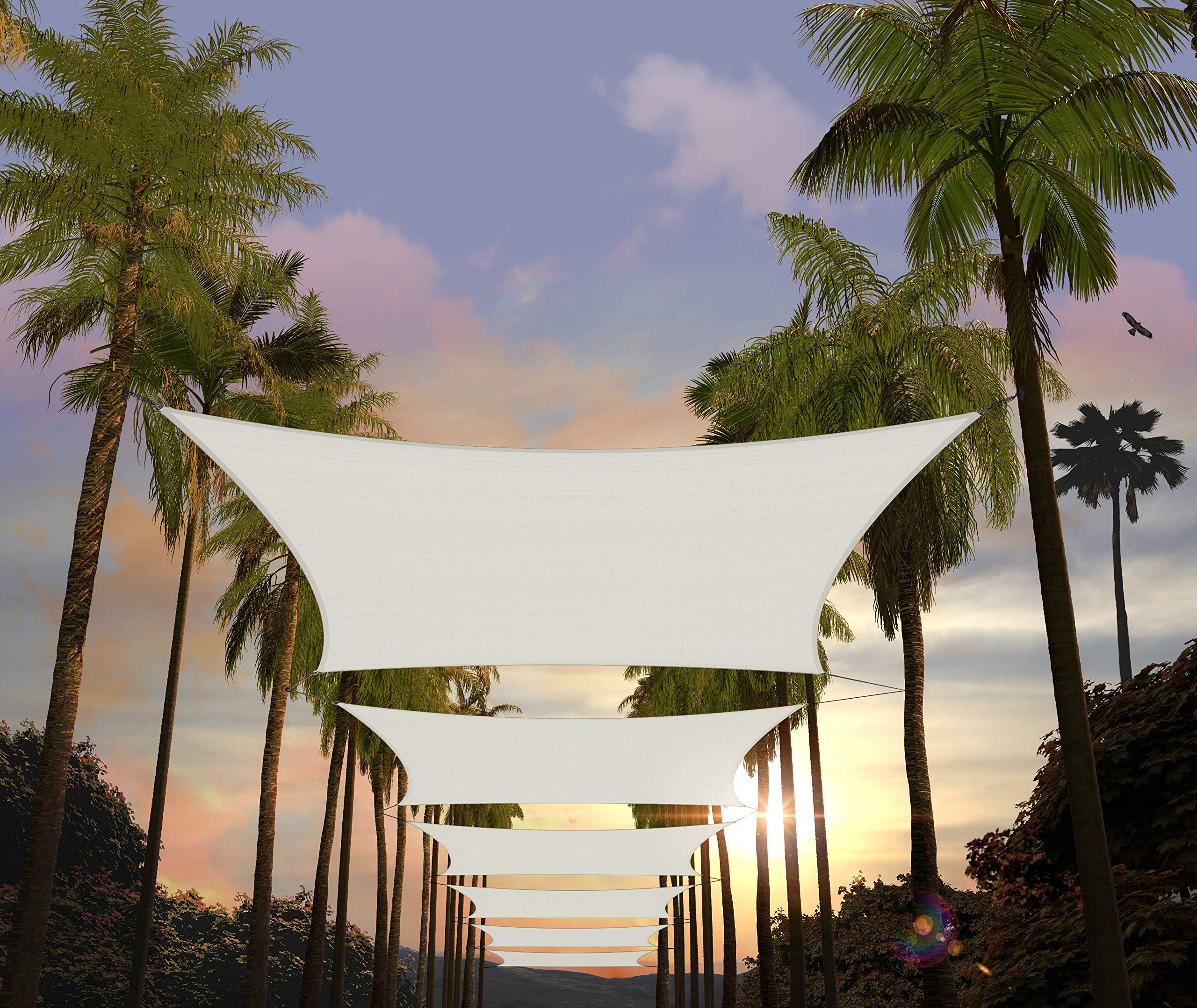 Amgo 14' X 16' White Rectangle Sun Shade Sail Canopy Awning Upf50+ Agtapr1416, 95% Uv Blockage, Water & Air Permeable, Commercia